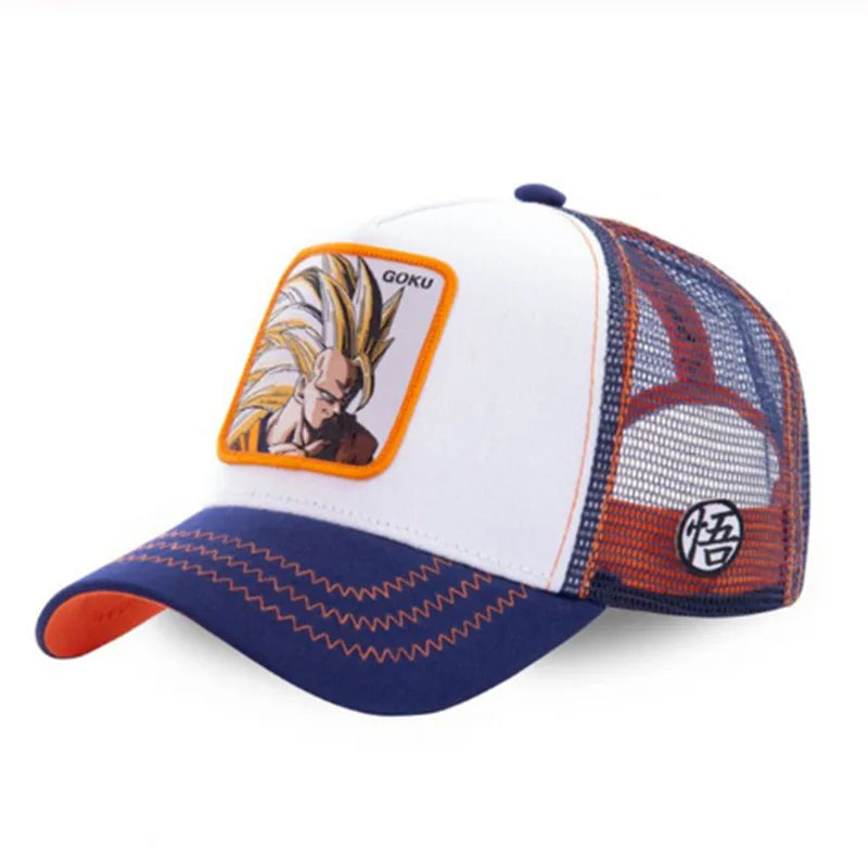Dragon Ball Z-stilarter Anime Son Goku Bomuld Ny baseballkasket til mænd og kvinder Hip Hop Far Justerbar mesh-kasket Trucker-kasket