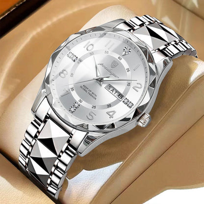 POEDAGAR Top Business Men Quartz Watch Waterproof Date Week Luminous Wristwatch Stainless Steel Fashion Men's Watches Man Clock