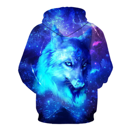 Felpe con cappuccio oversize 3D Animal Wolf da uomo e donna, moda casual, pullover hip hop Harajuku streetwear