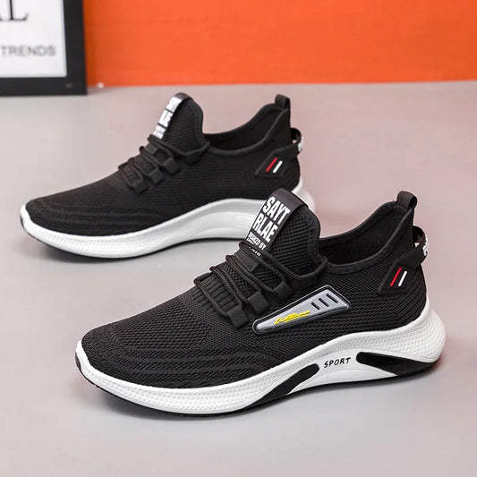 Hot Sale Of The Season New Men's Running Shoes Breathable Lightweight Knitted Lace-Up Sports Sneakers Fashionable Korean Styl...