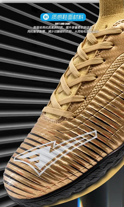 Kids Anti-Collision Toe Football Boots Lace-Up Closure Short Non-Slip Studs Wearproof Breathable Outdoor Grass Game Shoes