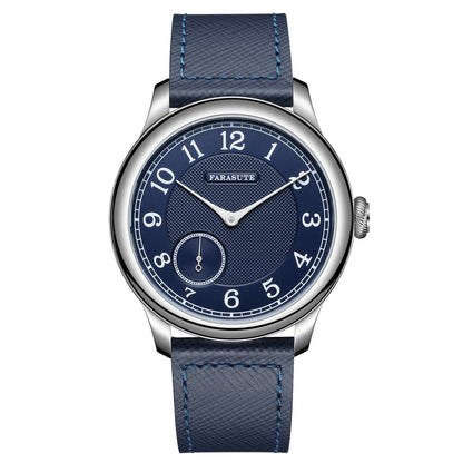 Reloj mecánico manual FARASUTE NEW Machinery para hombre, esfera salmón, ST17, segundero pequeño, estilo vintage, brazalete Bonklip