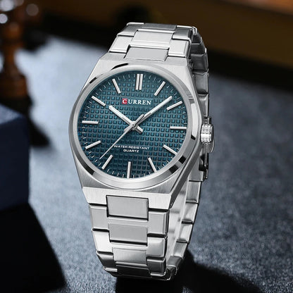 Montre pour homme CURREN 8439 – Modèle de grande marque, style luxe et professionnel, étanche, en acier inoxydable, type militaire, à mouvement quartz.