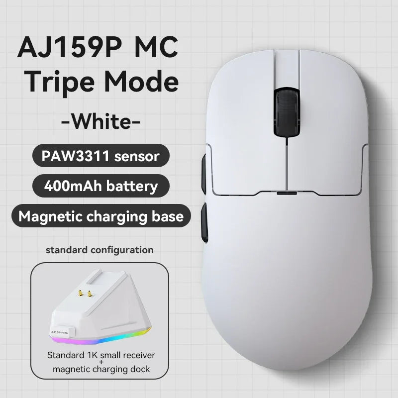 Mouse gaming Ajazz AJ159 PRO/APEX 8000Hz Rebound Rate Paw3950 con schermo a colori, supporto magnetico AJ159P per ufficio e gaming