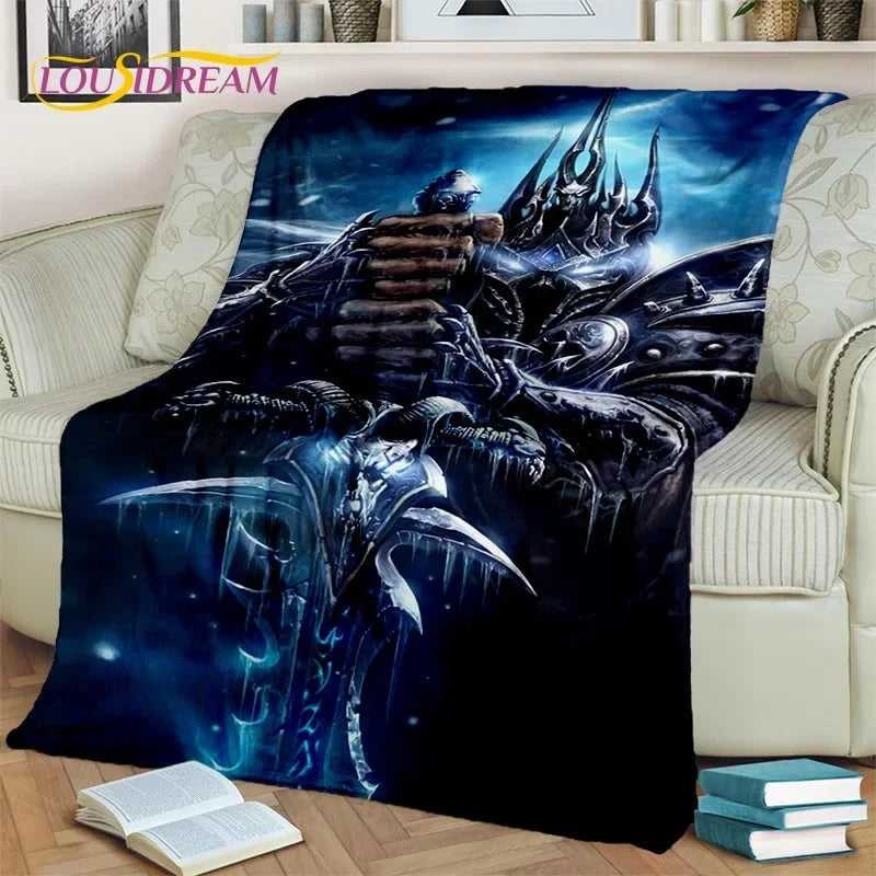 3D World of Warcraft Game WOW Lich King DH Blanket,Soft Throw Blanket for Home Bedroom Bed Sofa Picnic Travel Office Cover Kids