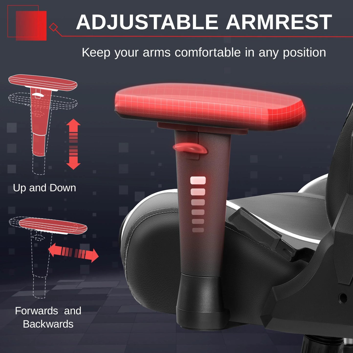 Ergonomic Gaming Chair with Headrest & Lumbar Pillow, 135° Reclining PU Leather Computer Chair for Gaming Office Setup