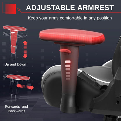 Ergonomic Gaming Chair with Headrest & Lumbar Pillow, 135° Reclining PU Leather Computer Chair for Gaming Office Setup