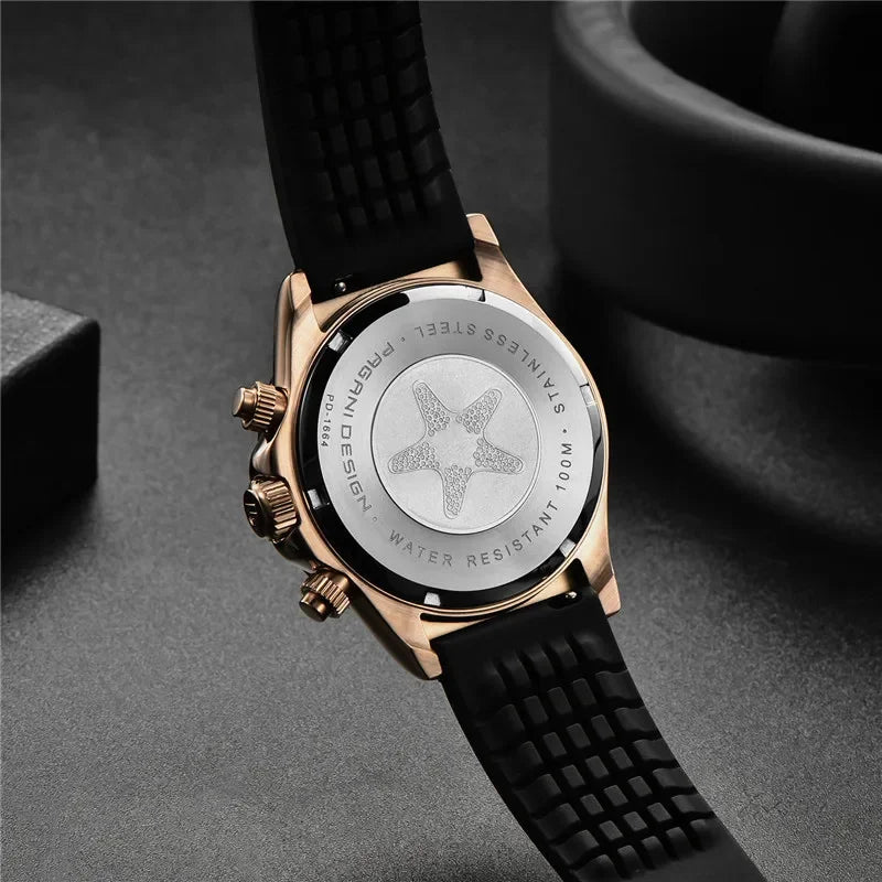 Nuevo original PAGANI DESIGN PD-1664 reloj de pulsera de lujo para hombre con movimiento de cuarzo japonés VK63, cristal de zafiro, cronógrafo impermeable dorado