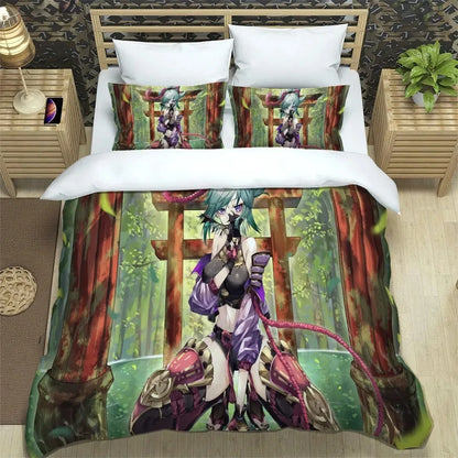 Anime Genshin Impact Bedding Set Boys Girls Twin Queen Size Duvet Cover Pillowcase Bed Kids Adult Fashion Home Textile