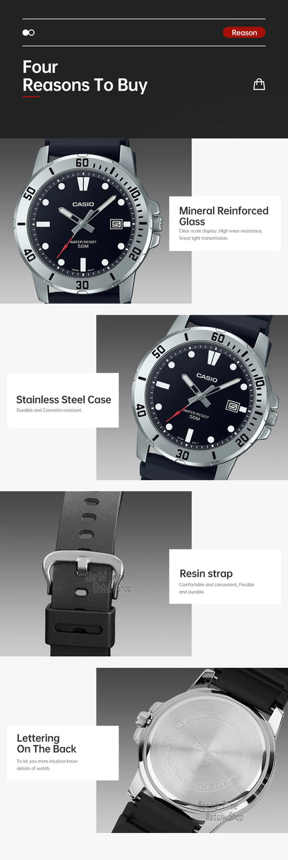Casio watch for men business fashion resin strap atmospheric waterproof  MTP-VD01-1E