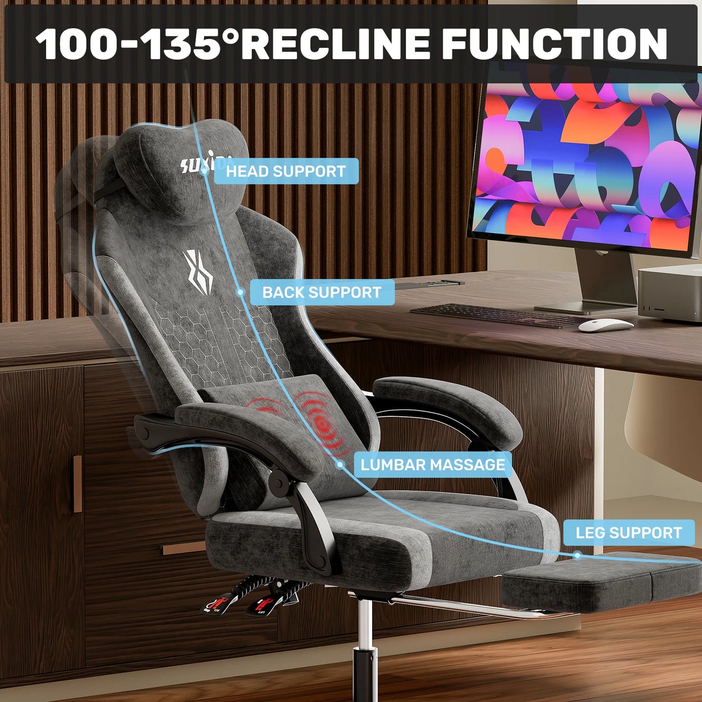 SUKIDA Gaming Chair Breathable Office Chair Office Chair Ergonomic High Quality Fabric Ergonomic PC Chair
