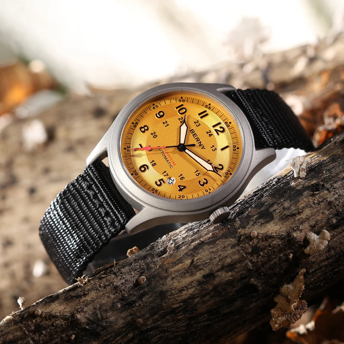 BERNY Titanium Automatic Men's Field Watches Date Sapphire Super Luminous Sports Easy Read Outdoor 10ATM Mechanical Watch