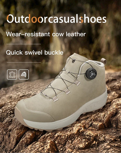 Zapatos de cuero HUMTTO para hombre, calzado deportivo de invierno para camping y actividades al aire libre, botas de trekking transpirables, zapatillas de senderismo antideslizantes para hombre