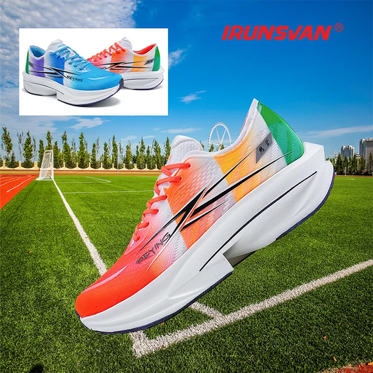 IRUNSVAN Co branded fast burning 1.0 carbon plate running shoes for men's marathon training shock-absorbing and breathable