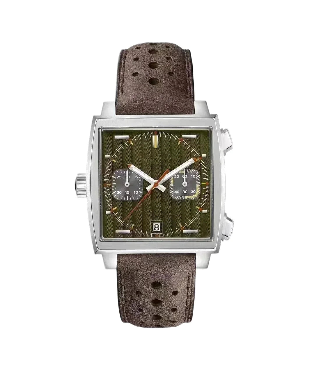 Customized Men Quartz Chronograph VK63 Movement Sapphire Glass White Black Blue Leather Strap Luminous Waterproof Shockproof