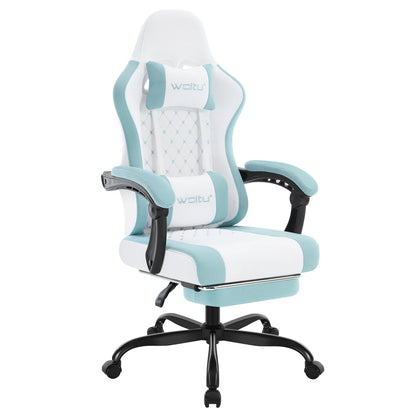 WOLTU Massage Gaming Chair Ergonomic Gamer Chair with Footrest, Lumbar Support, Adjustable Headrest, Swivel Computer Office Chair