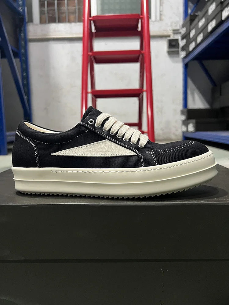Casual Shoes Men Low Top Quality Denim Lace Up Thick Sole Luxury Designer Hip-hop Dunk Sport Trainers Women Summer Flat Sneakers