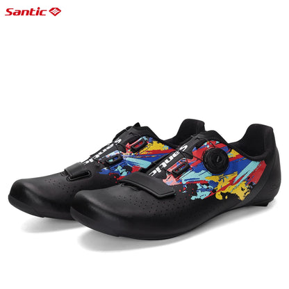 Santic men's cycling shoes 2025 new glass fiber nylon sole outdoor pro road racing shoes auto-lock road riding bicycle sneakers
