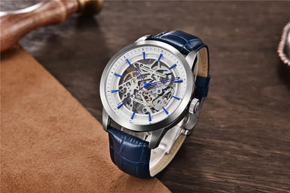 PAGANI DESIGN New Skeleton Men's Mechanical Watches Top Luxury Automatic Watch Men Blue Leather Waterproof Wrist watch Men
