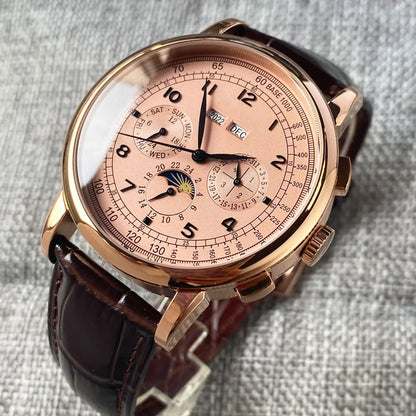 Reloj automático para hombre con multifunción de fecha, día, mes y año, reloj mecánico masculino 316L, caja pulida, indicador día/noche, 42mm