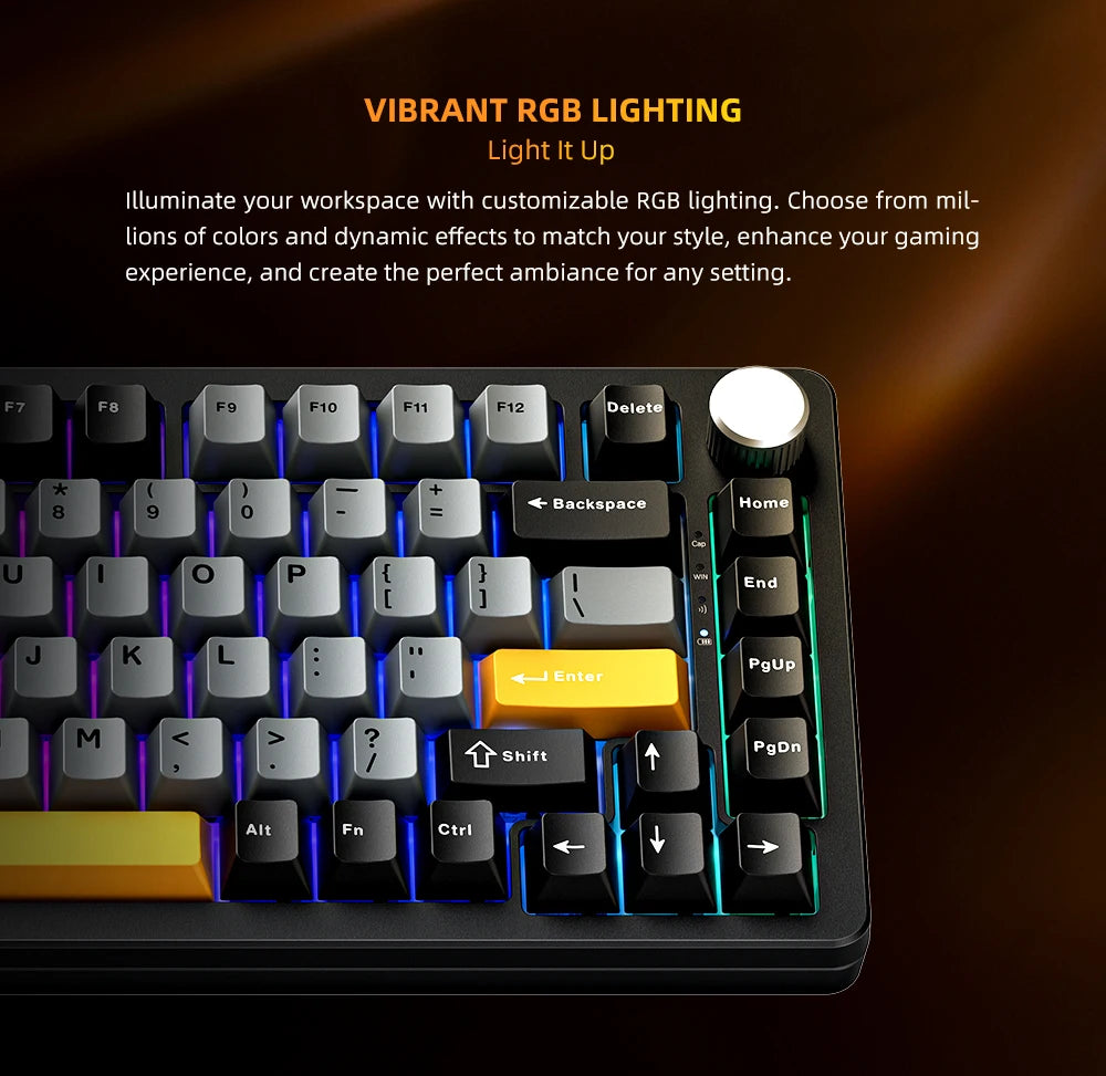 Tastiera meccanica Machenike K600-B82W Tri-Mode con montaggio Gasket, layout ANSI 75%, retroilluminazione RGB, tastiera gaming wireless