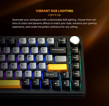 Tastiera meccanica Machenike K600-B82W Tri-Mode con montaggio Gasket, layout ANSI 75%, retroilluminazione RGB, tastiera gaming wireless