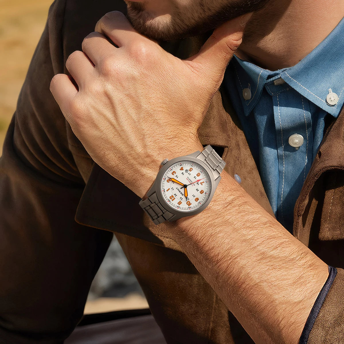 BERNY Automatic Full Titanium Watches for Men Sapphire Super Luminous Mechanical Field Watch Date 10ATM Sports Easy Read