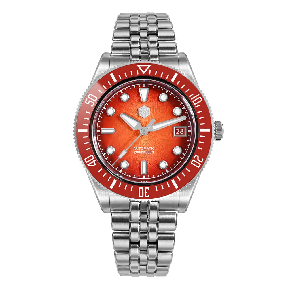 Orologio subacqueo di lusso da uomo San Martin 40mm, Miyota 9015, quadrante smaltato sunburst, automatico meccanico, impermeabile 200m, SN0148