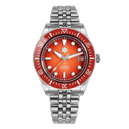 Orologio subacqueo di lusso da uomo San Martin 40mm, Miyota 9015, quadrante smaltato sunburst, automatico meccanico, impermeabile 200m, SN0148