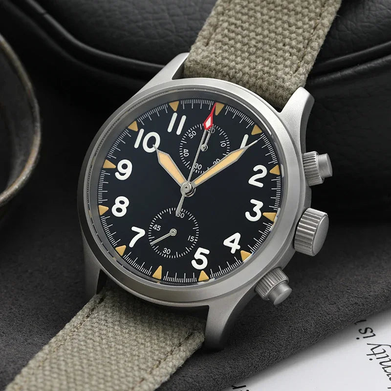 Relógio cronógrafo de quartzo Militado VK61 VK67 39mm, caixa em aço inoxidável 316L, 3 mostradores, impermeável 100M, relógio militar multifunções