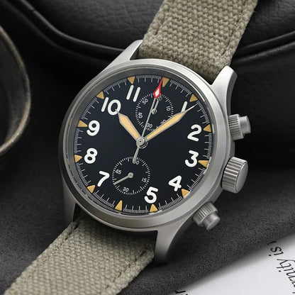 Relógio cronógrafo de quartzo Militado VK61 VK67 39mm, caixa em aço inoxidável 316L, 3 mostradores, impermeável 100M, relógio militar multifunções