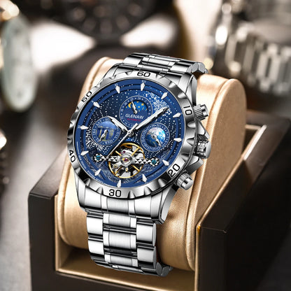 Relógio Masculino GLENAW Design, Marca de Topo, Luxo, Moda e Negócios, Automático, Impermeável, Relógio Mecânico para Homem