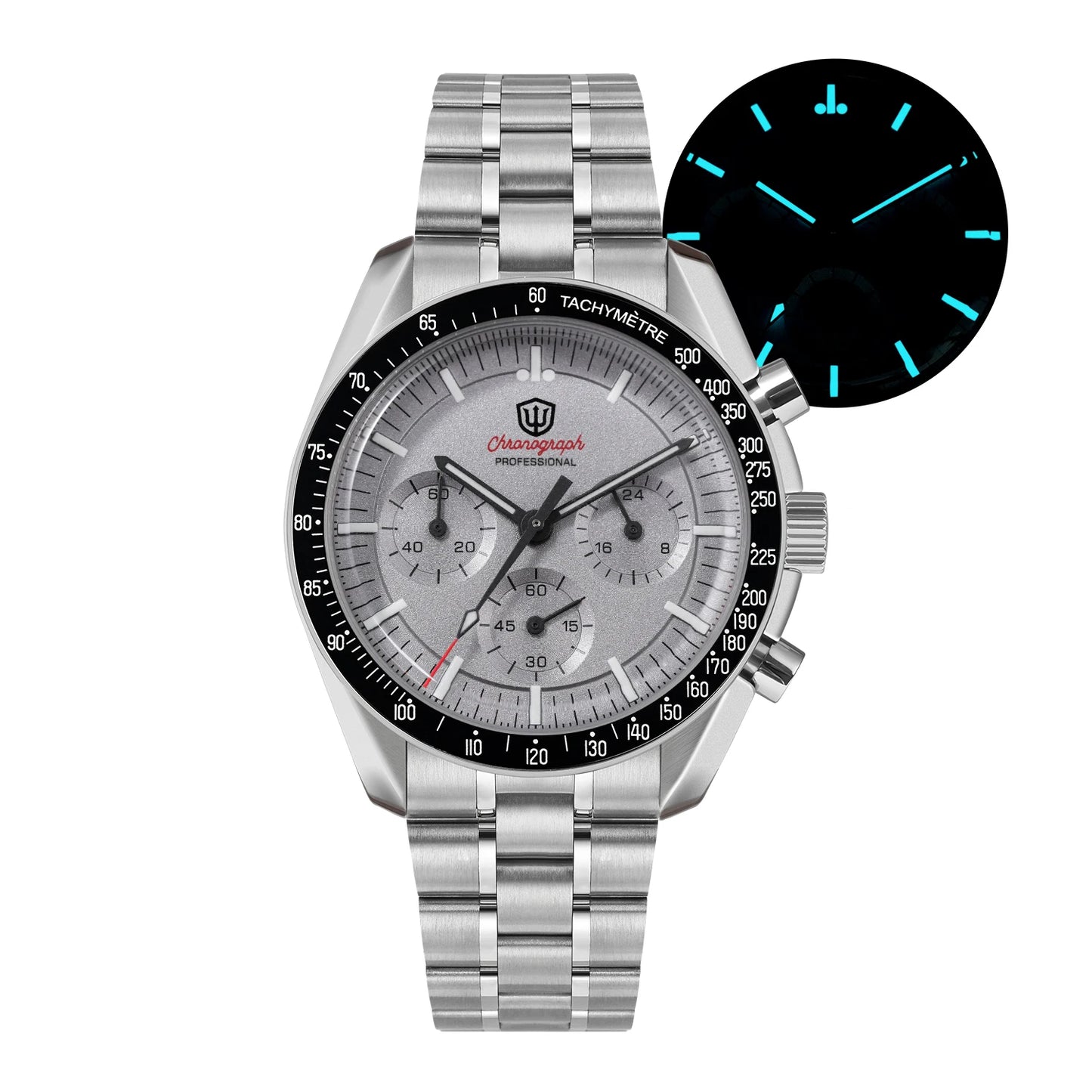 Watchdives WD1863 39mm VK63 Chronograph Watch OTF Clasp Sweep Quartz Movement Sapphire Luminous 100m Waterproof Watches