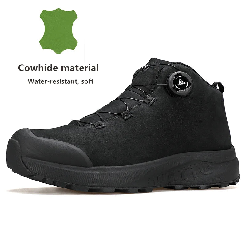 Zapatos de cuero HUMTTO para hombre, calzado deportivo de invierno para camping y actividades al aire libre, botas de trekking transpirables, zapatillas de senderismo antideslizantes para hombre