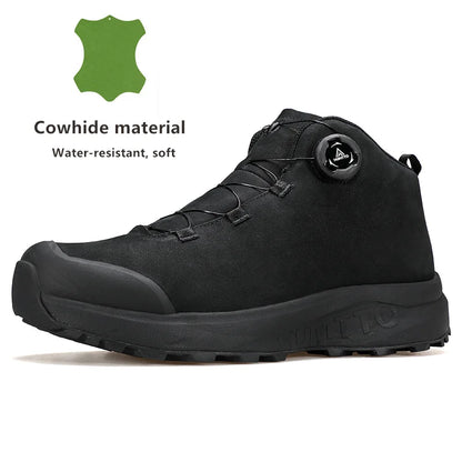Zapatos de cuero HUMTTO para hombre, calzado deportivo de invierno para camping y actividades al aire libre, botas de trekking transpirables, zapatillas de senderismo antideslizantes para hombre