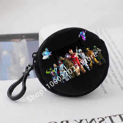 Fortnite Boys Girls Round Coin Purse Cute Fashion Cartoon Printing Large Capacity Cosmetic Bag Portable Handbag Birthday Gifts