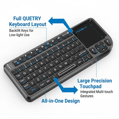MRSVI Mini Bluetooth Keyboard A8 PLUS,Backlit 2.4GHz Wireless Keyboard with Touchpad for Android TV Box,Mac,Laptop,Windows