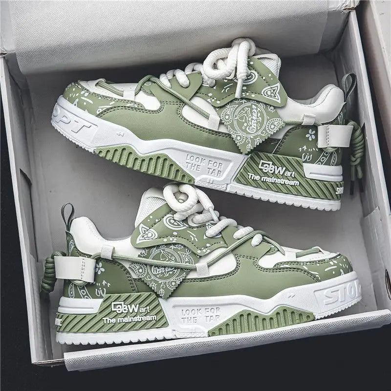 Fashion Skate Shoes Men's Sneakers Breathable Running Shoes Outdoor Mesh Casual Shoes Men's Lace-Up Vulcanized Shoes Zapatillas