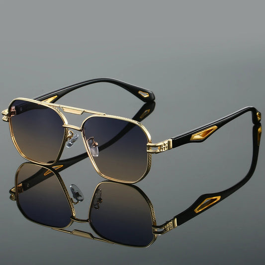 KAMMPT Vintage Square Sunglasses Men New Classic Double Bridge Gradient Shades Trendy Retro Brand Designer Outdoor Sun Glasses