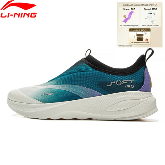 Li-Ning Men's SOFT GO 2 Walking Shoes COMFOAM Slip-on Soft Thick Heel LiNing Comfortable Wearable Sports Casual Shoes AGLV005