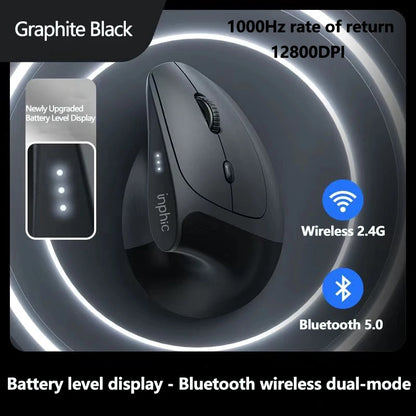Mouse wireless verticale Inphic X9 PRO, ricarica rapida Type-C, ergonomico e silenzioso, mouse da ufficio per laptop, PC, computer e gaming