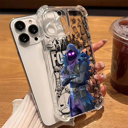 Game Fortnite Phone Case For iPhone 17 16e 16 15 14 13 12 11 Mini Air Pro Max X XR XSMax 7 8 Plus Anti Fall Transparent Cover
