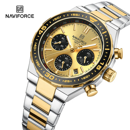 NAVIFORCE Men's Watches Quartz Fashion Business Classic Water Resistant Stainless Steel Strap WristWatch New Male Clock in 2024