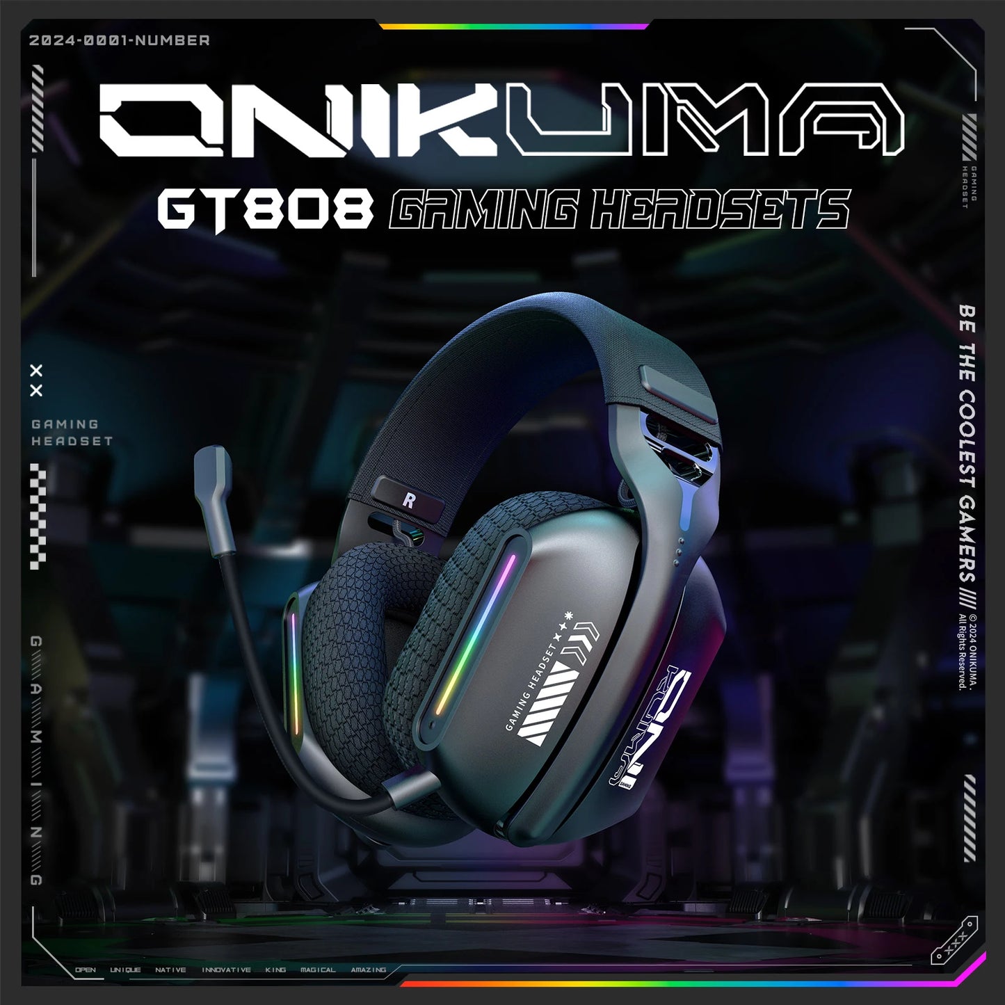Auriculares gaming inalámbricos Onikuma GT808 RGB – Bluetooth 5.3, 2.4GHz y 3.5mm con micrófono