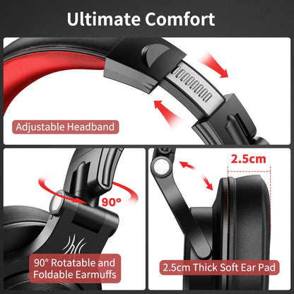 Auriculares OneOdio A71 con cable Over Ear HiFi Studio DJ con micrófono – Auriculares gaming de monitorización profesional con graves profundos