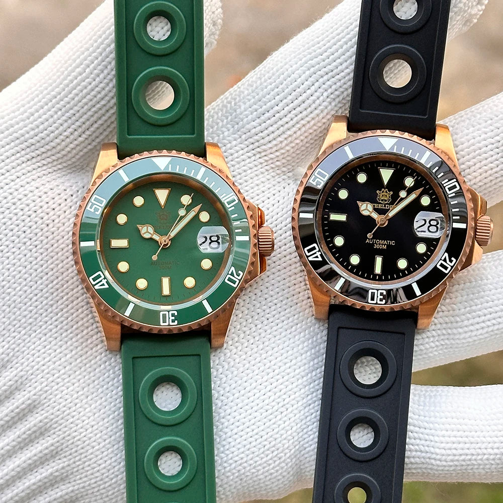 STEELDIVE Brand SD1953S Solid Bronze 41mm 30ATM Waterproof Sapphire Glass Super Luminous  NH35 Automatic Mens Dive Watch