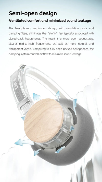Auriculares Bluetooth On-Ear FIIO EH11 – Diadema inalámbrica Hi-Res LDAC con graves, batería de 30H, conexión a dos dispositivos y diseño retro ligero