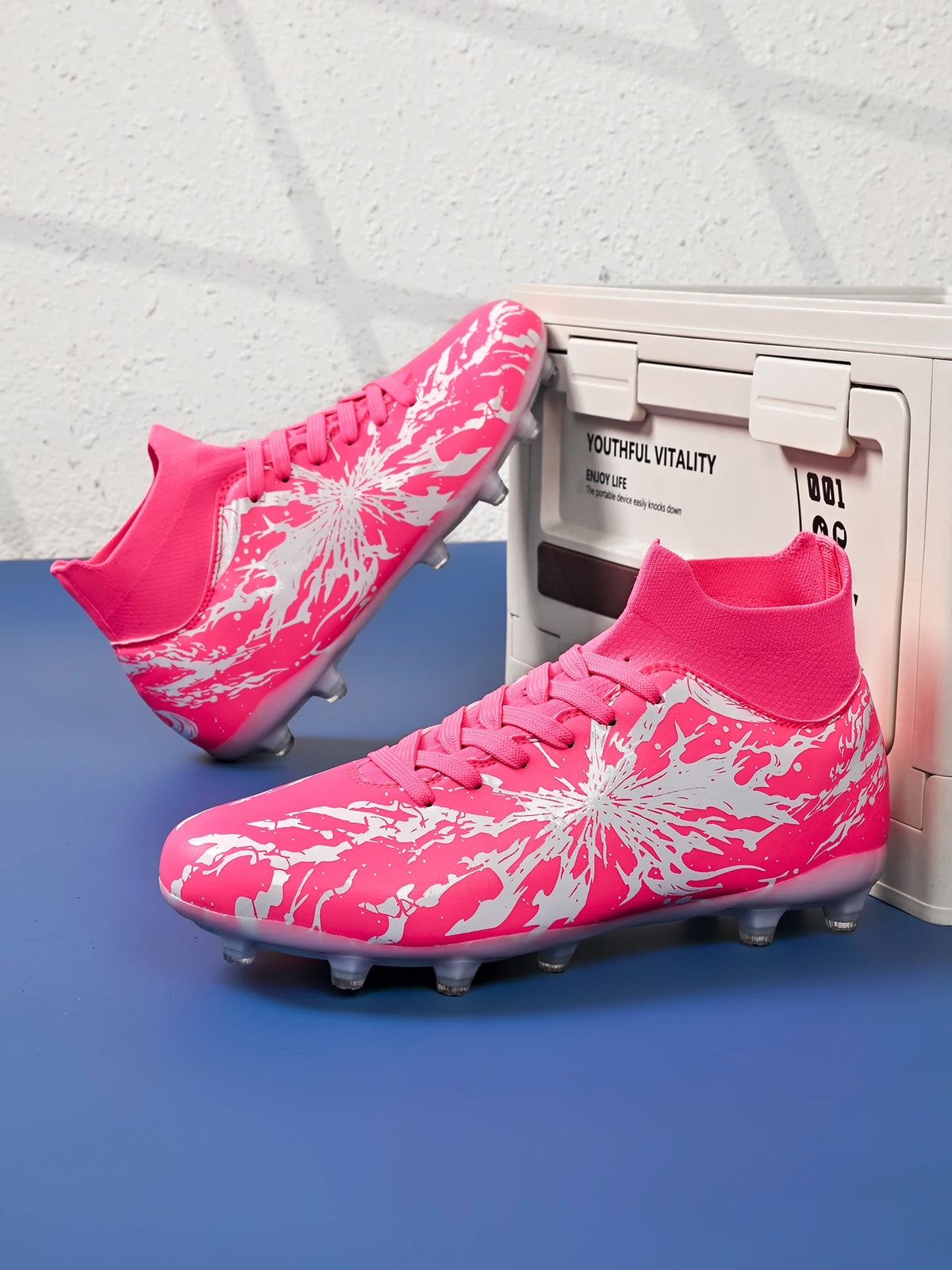 Chaussures de football FG pour hommes adultes, crampons pour terrain ferme, semelle respirante en PU résistante à l'usure pour l'entraînement et la compétition de football sur pelouse en plein air