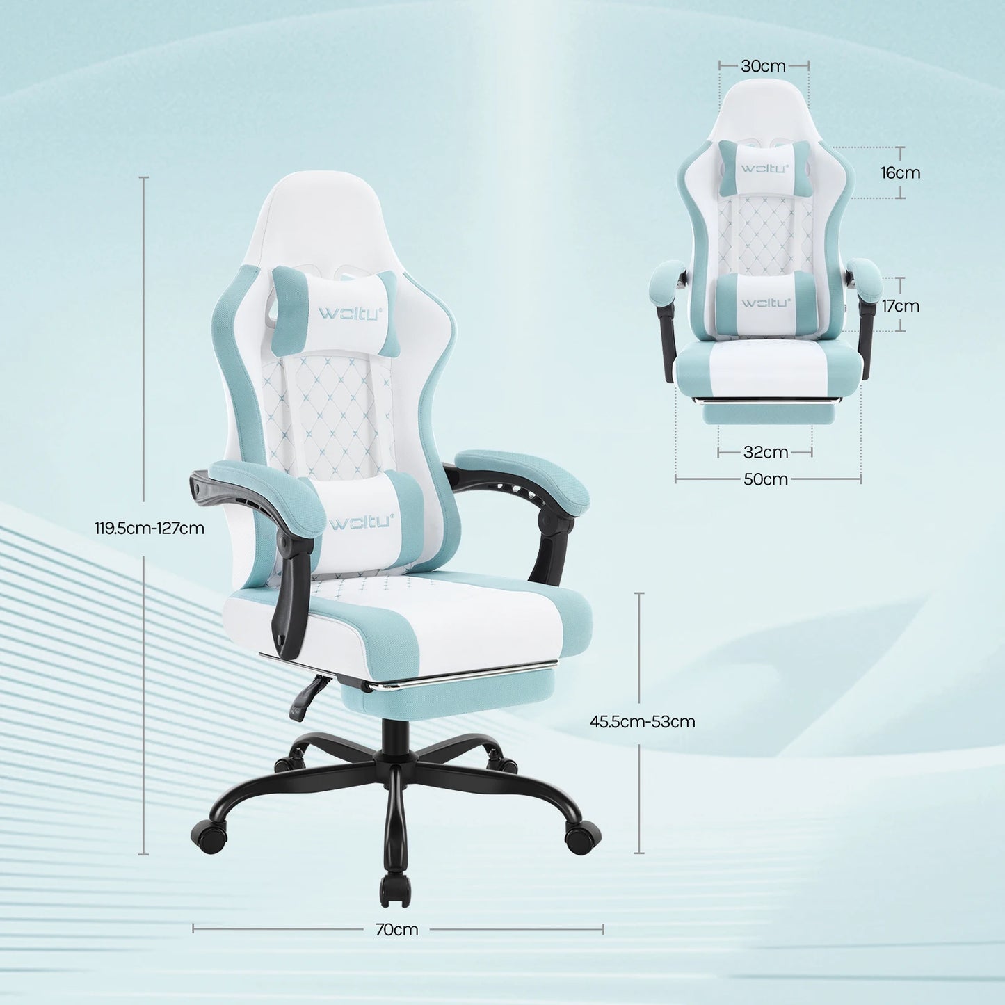 WOLTU Massage Gaming Chair Ergonomic Gamer Chair with Footrest, Lumbar Support, Adjustable Headrest, Swivel Computer Office Chair