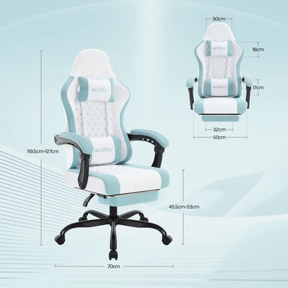 WOLTU Massage Gaming Chair Ergonomic Gamer Chair with Footrest, Lumbar Support, Adjustable Headrest, Swivel Computer Office Chair